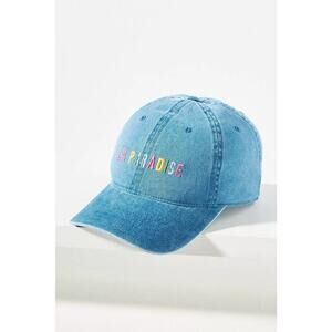 NWT Kerri Rosenthal LA Paradise Embroidered Baseball Cap One Size Blue